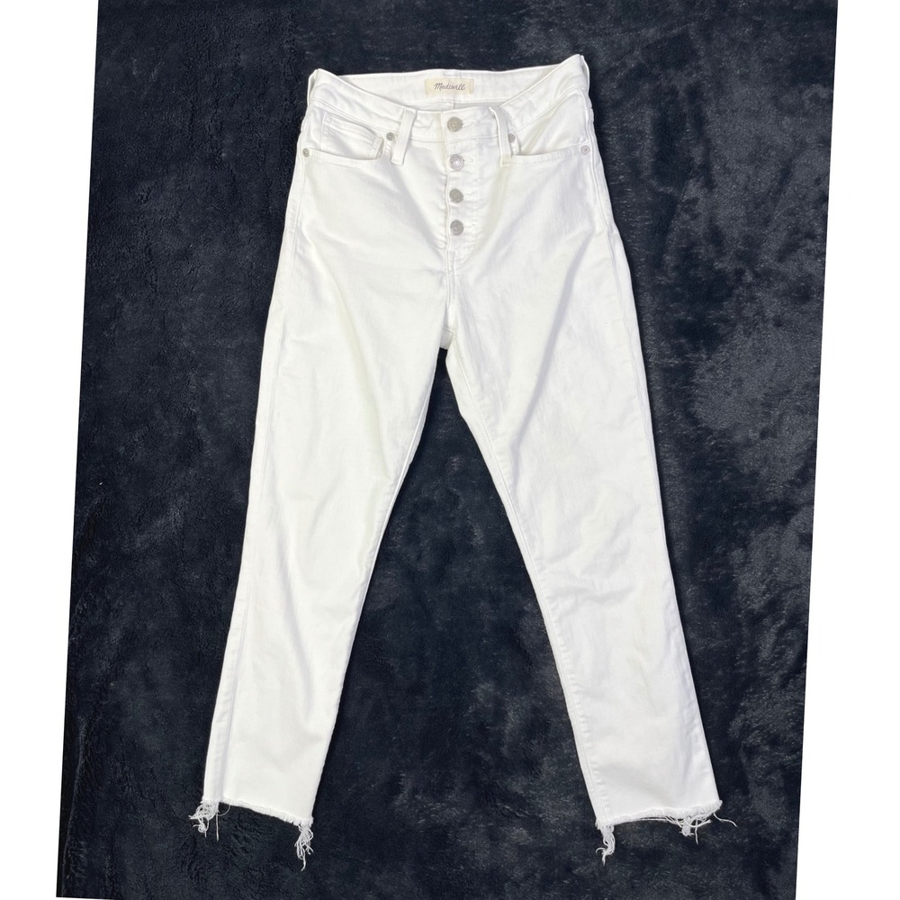 Madewell Minimalist Curvy High Rise Skinny Crop Jeans Button Fly White Size 26